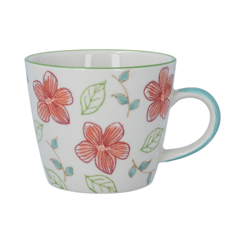 Coral Hibiscus stoneware mug - Daisy Park