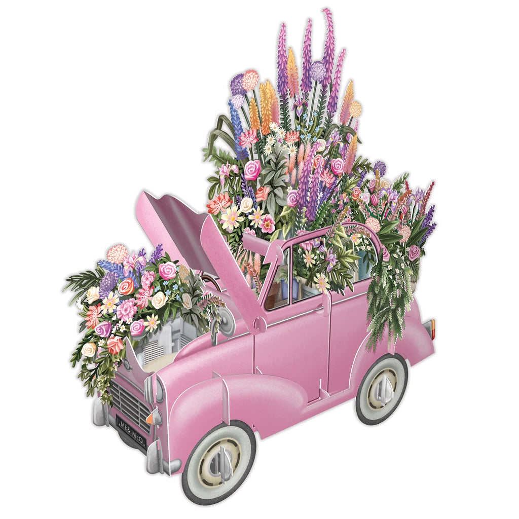The Pink flower car 3D pop up greeting card - Daisy Park