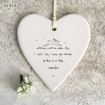 I can't say I love you enough porcelain round hanging heart - Daisy Park