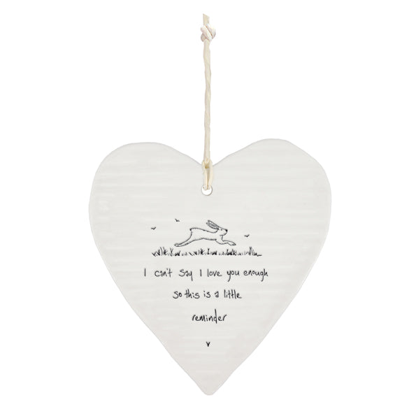 I can't say I love you enough porcelain round hanging heart - Daisy Park