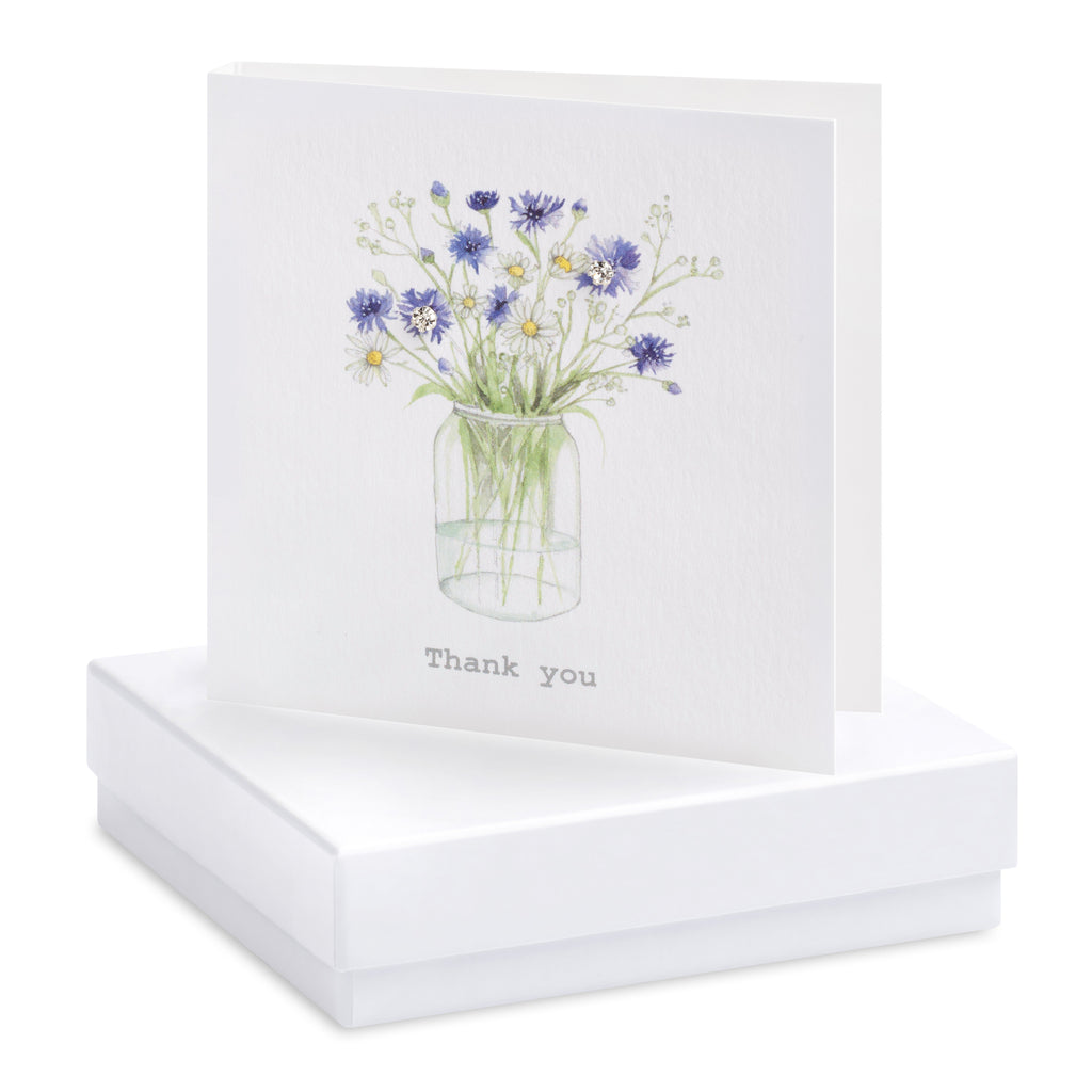 Boxed Cornflower thank you earrings card - Daisy Park