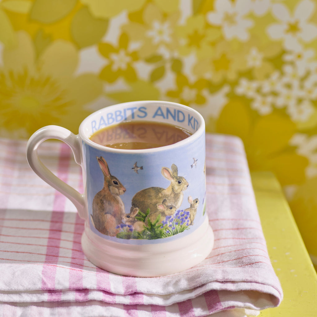 Emma Bridgewater Bright New Morning Rabbits & Kits 1/2 Pint Mug. - Daisy Park