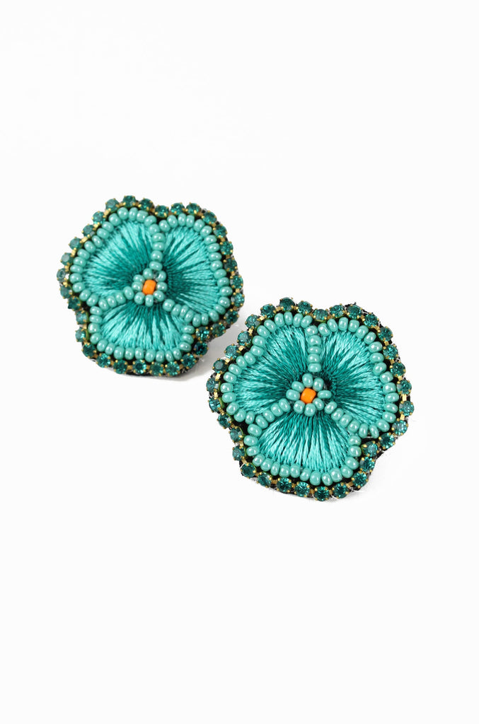 Turquoise pansy earrings - Daisy Park