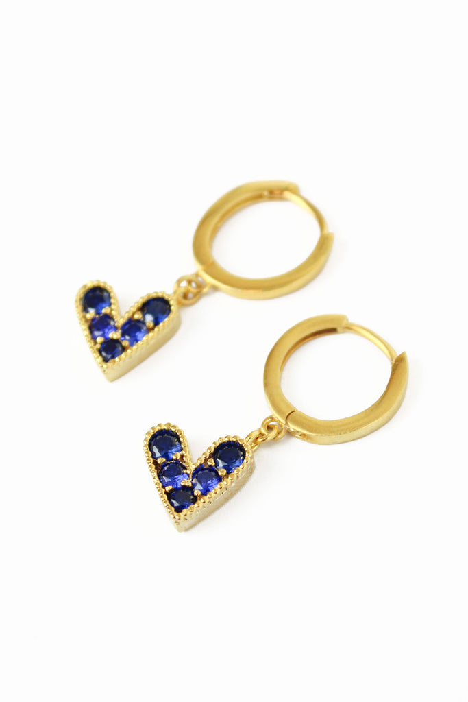 Blue gemstone heart earrings - Daisy Park