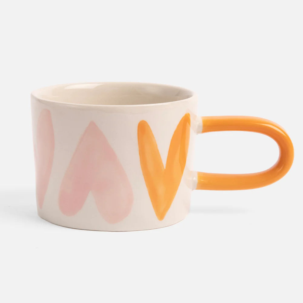 Pink/orange hearts ceramic mug - Daisy Park
