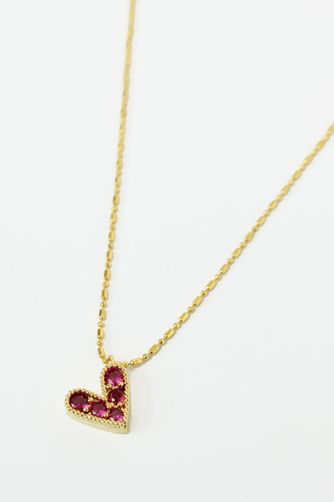 Pink gemstone heart necklace - Daisy Park