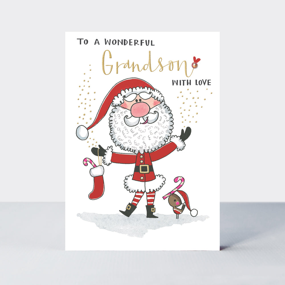 To a wonderful Grandson Santa card - Daisy Park