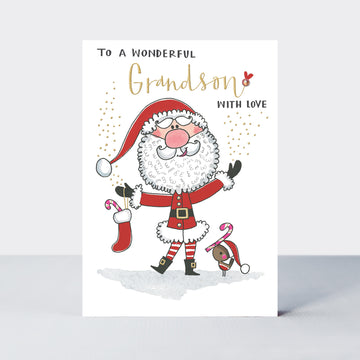 To a wonderful Grandson Santa card - Daisy Park