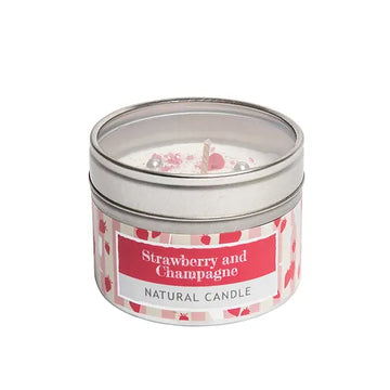 Strawberry & champagne sparkle tin candle - Daisy Park