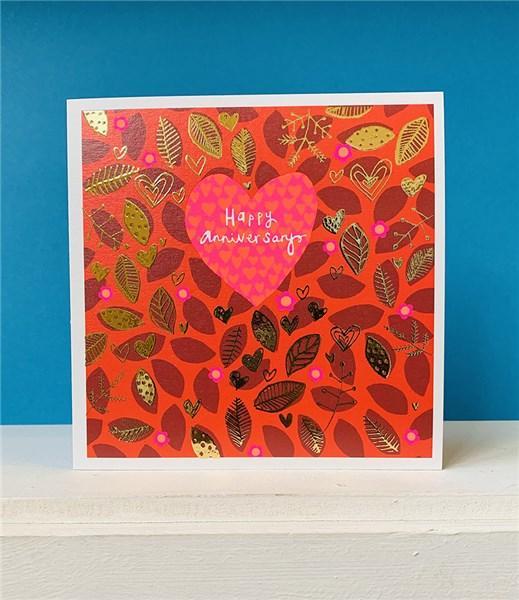 Anniversary hearts and leaves card - Daisy Park
