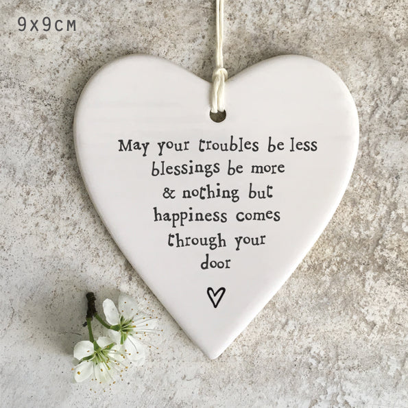 May your troubles be less ceramic hanging heart - Daisy Park