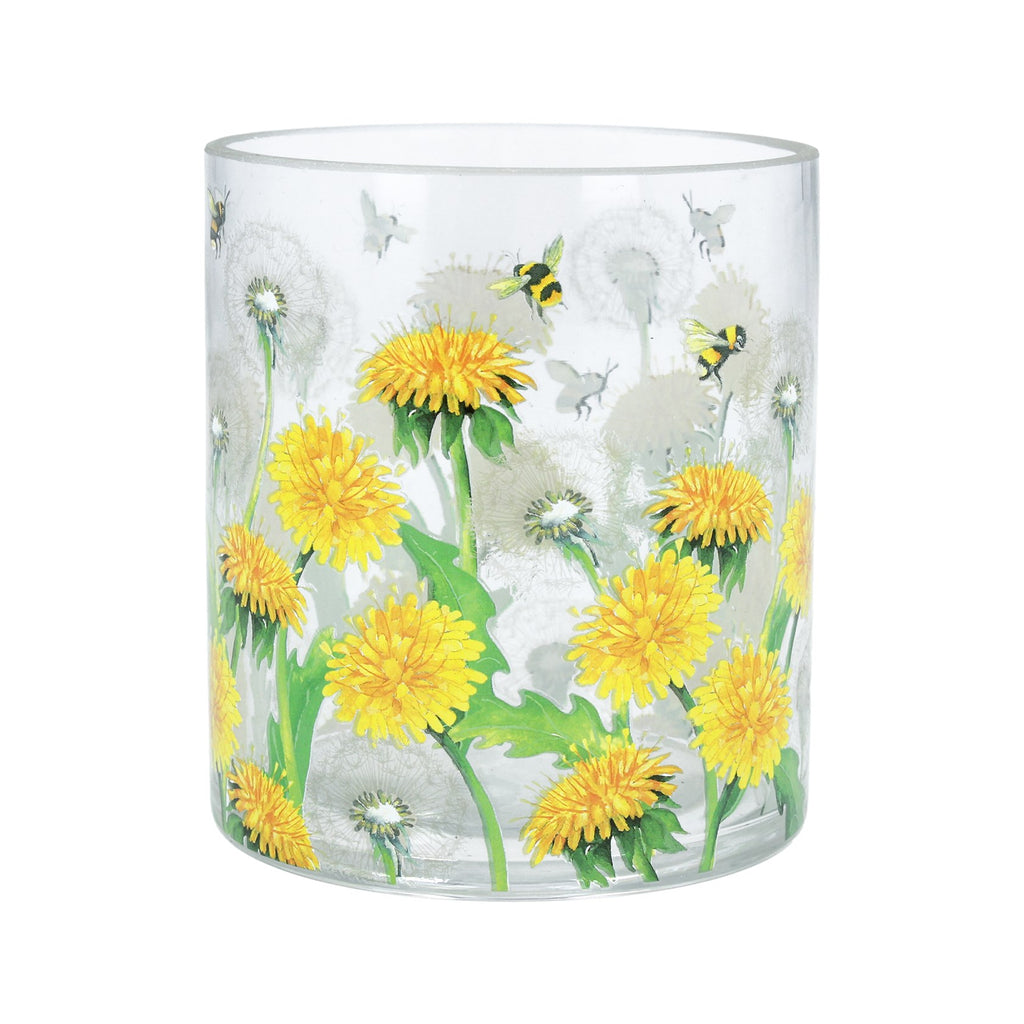 Dandelion & bee glass tealight large pot - Daisy Park