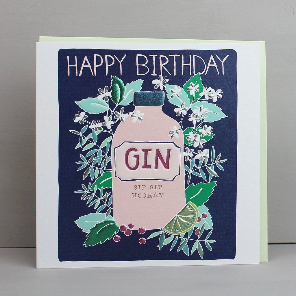 Happy Birthday gin bottle card - Daisy Park