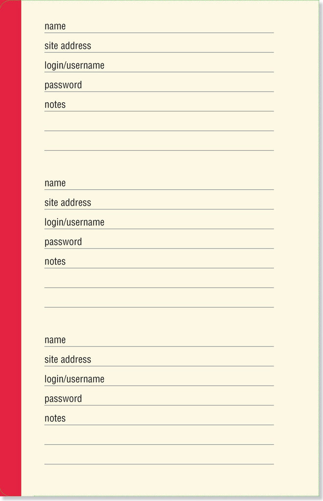 Internet address and password log book - Daisy Park