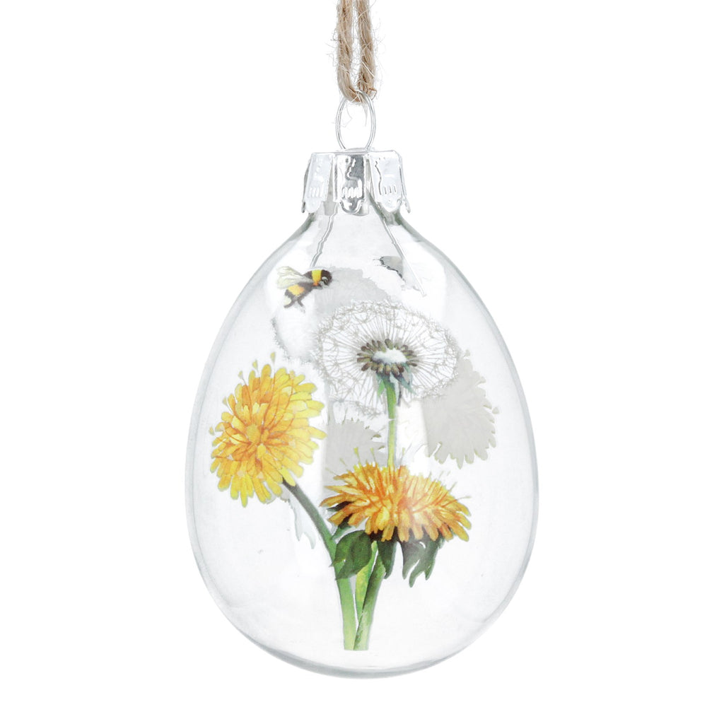 Dandelion & Bee clear glass egg decoration - Daisy Park