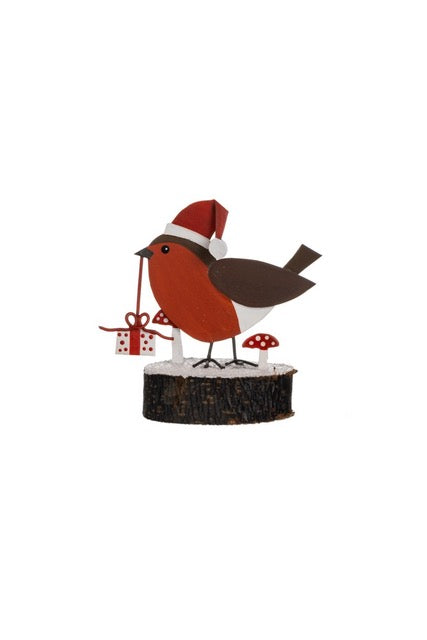 Robin with gift on base decoration - Daisy Park