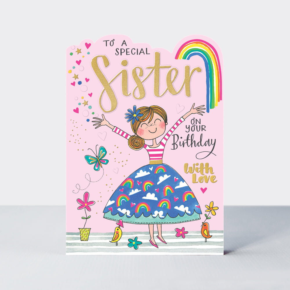Special sister rainbow skirt card - Daisy Park