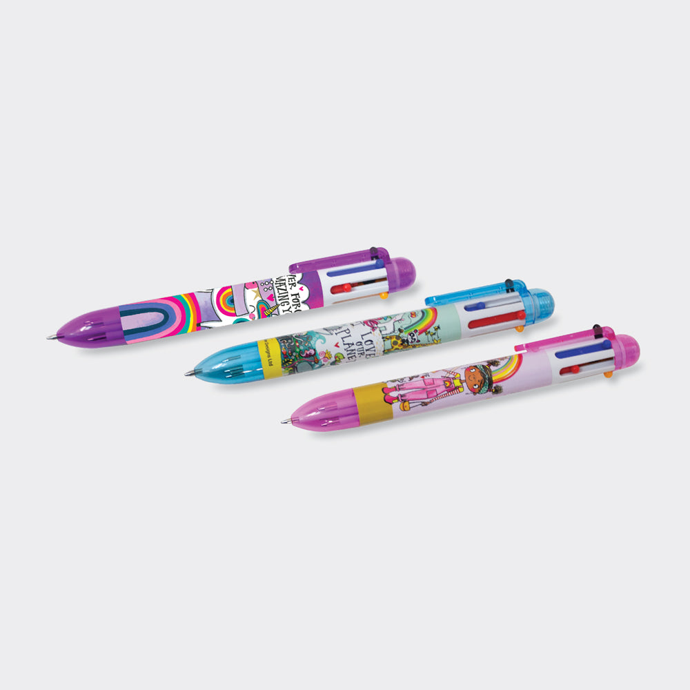 Six colour ballpoint pen - pinks - Daisy Park
