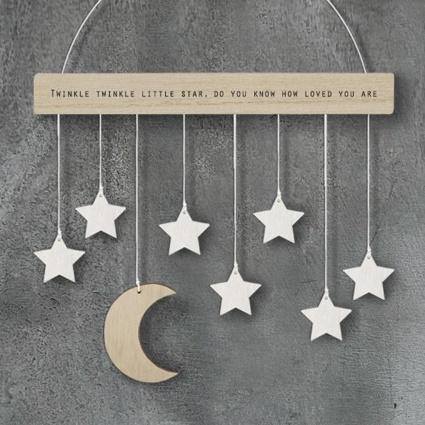 East of India Wood hanger with moon and stars - Daisy Park