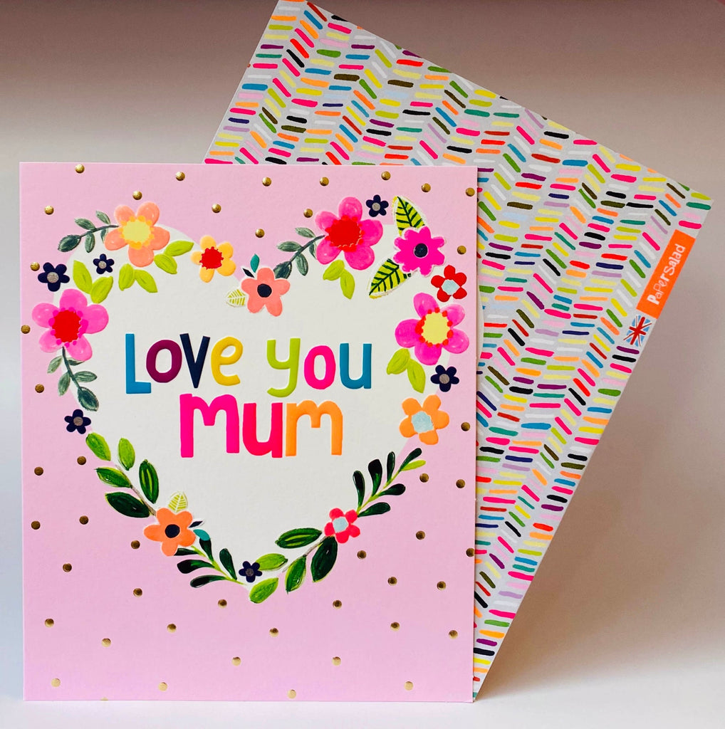 Love you mum floral heart card - Daisy Park