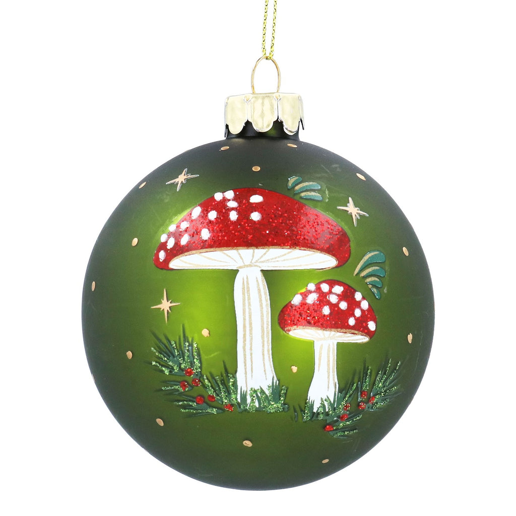 Matt Moss green Toadstools glass bauble - Daisy Park
