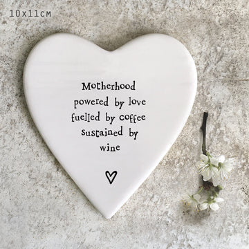 East Of India Motherhood Porcelain Heart Coaster - Daisy Park