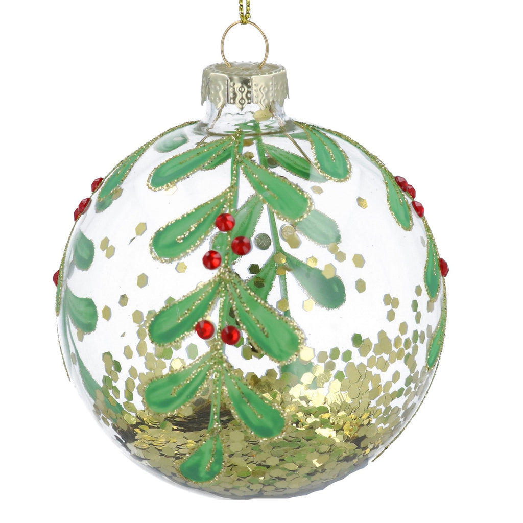 Gold confetti berry vines glass bauble - Daisy Park