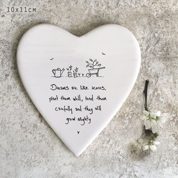 Dreams are like acorns ceramic heart coaster - Daisy Park