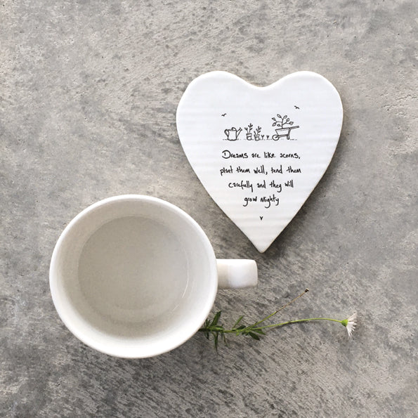 Dreams are like acorns ceramic heart coaster - Daisy Park