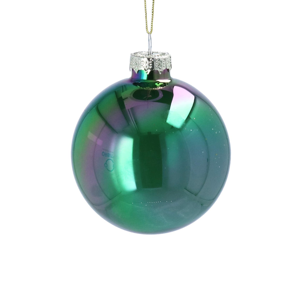 Peacock lustre clear glass ball - Daisy Park