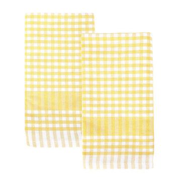 Yellow & White Fabric Gingham Napkins/Tea Towels | 2 Pack | - Daisy Park