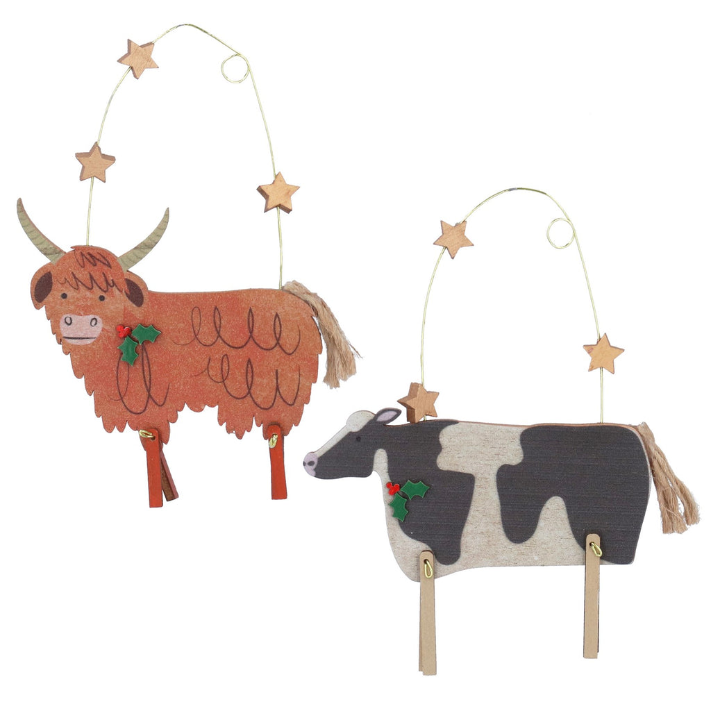 Wooden cow Christmas Tree decoration - Daisy Park
