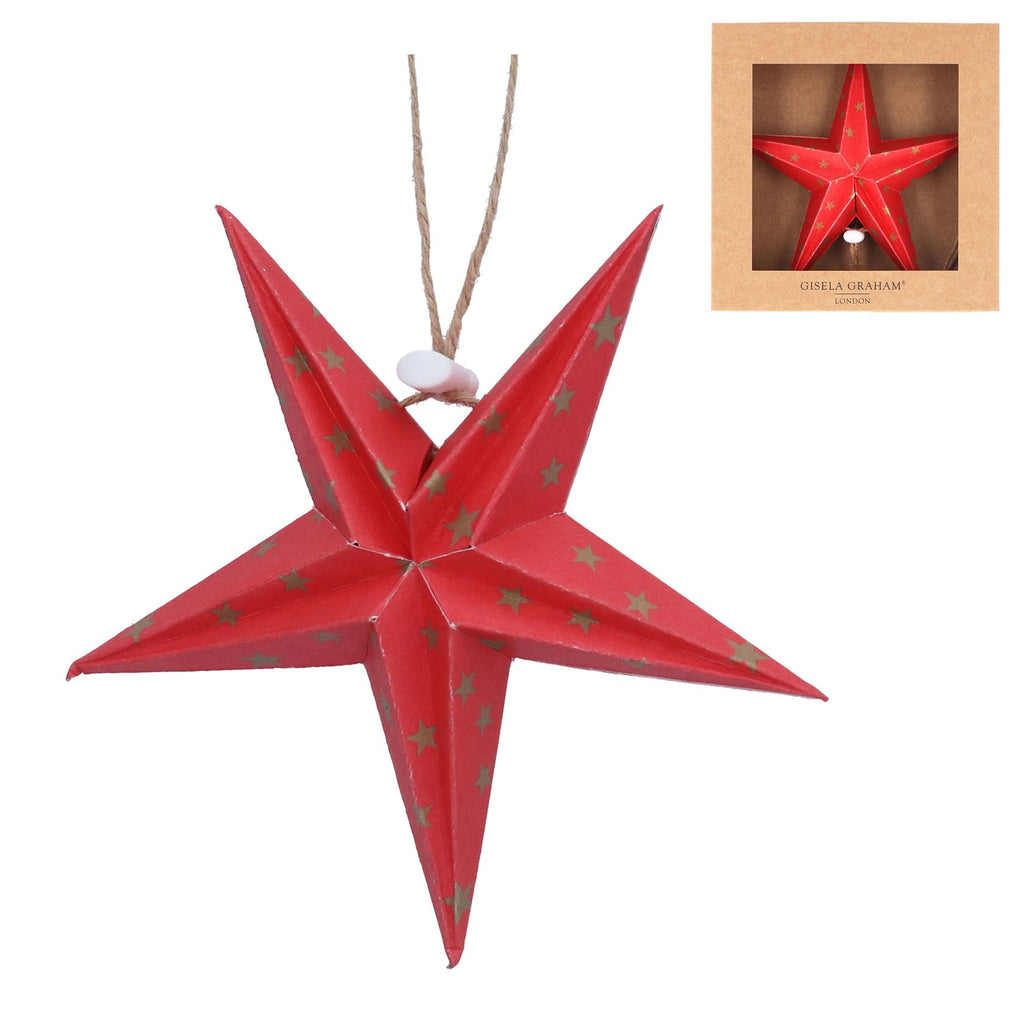 Red star paper dec with gold star detail - small - Daisy Park