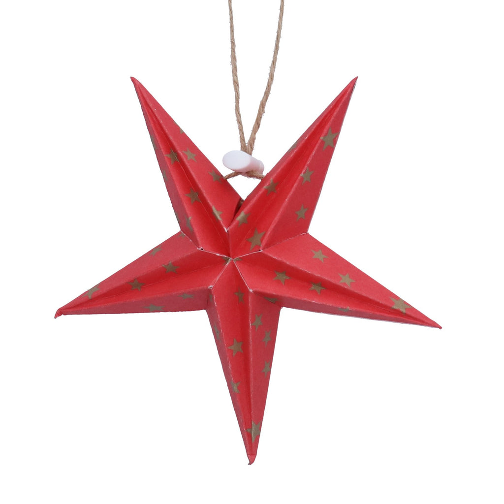 Red star paper dec with gold star detail - small - Daisy Park