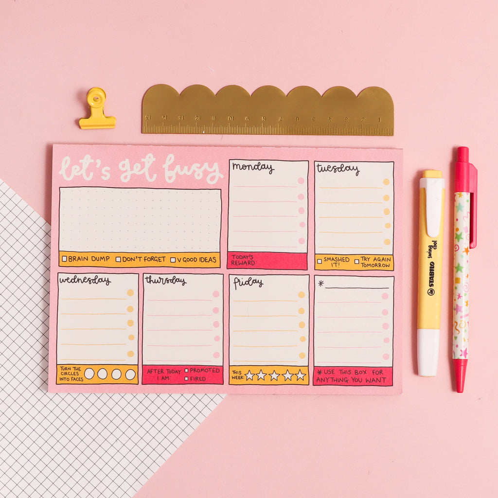 A5 notepad - week planner - let's get busy - Daisy Park