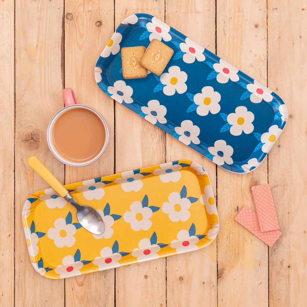 Retro Floral Honey Yellow Tray - Daisy Park