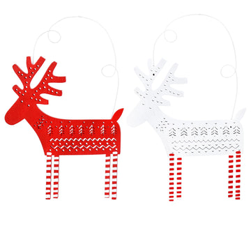 Red or White Fretwork Reindeer decoration - Daisy Park