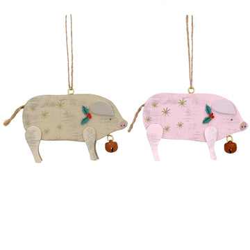 Wooden pig decoration - Daisy Park