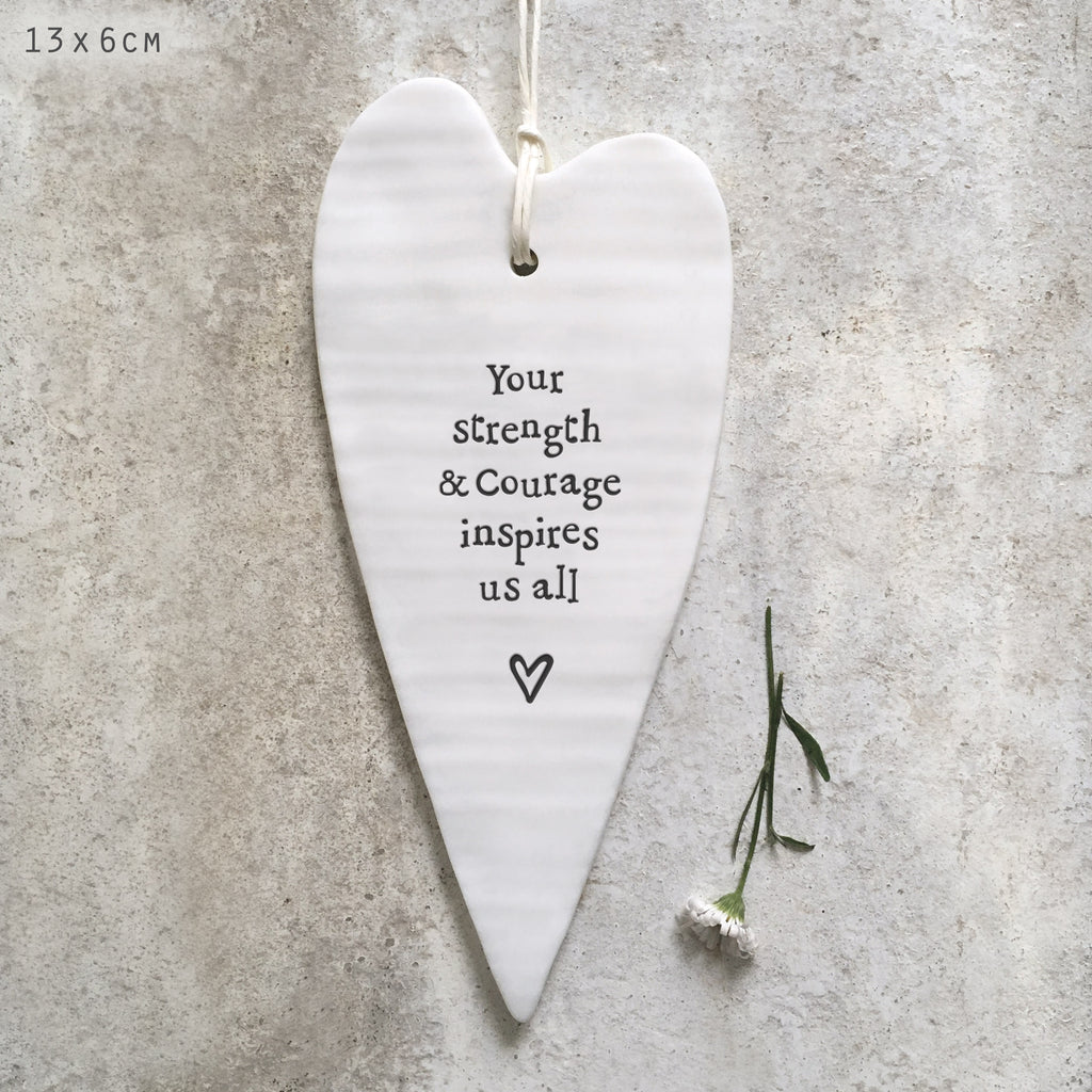 Porcelain long heart - Your strength and courage - Daisy Park