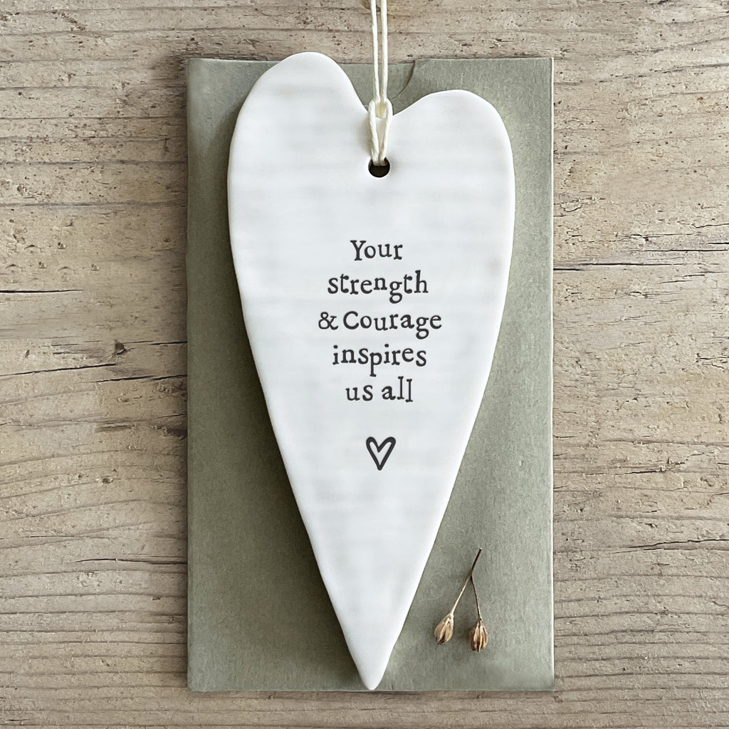 Porcelain long heart - Your strength and courage - Daisy Park