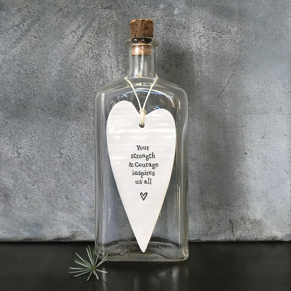 Porcelain long heart - Your strength and courage - Daisy Park