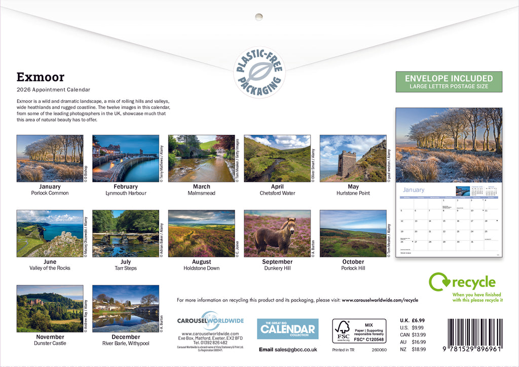 Exmoor A4 calendar 2026 - Daisy Park