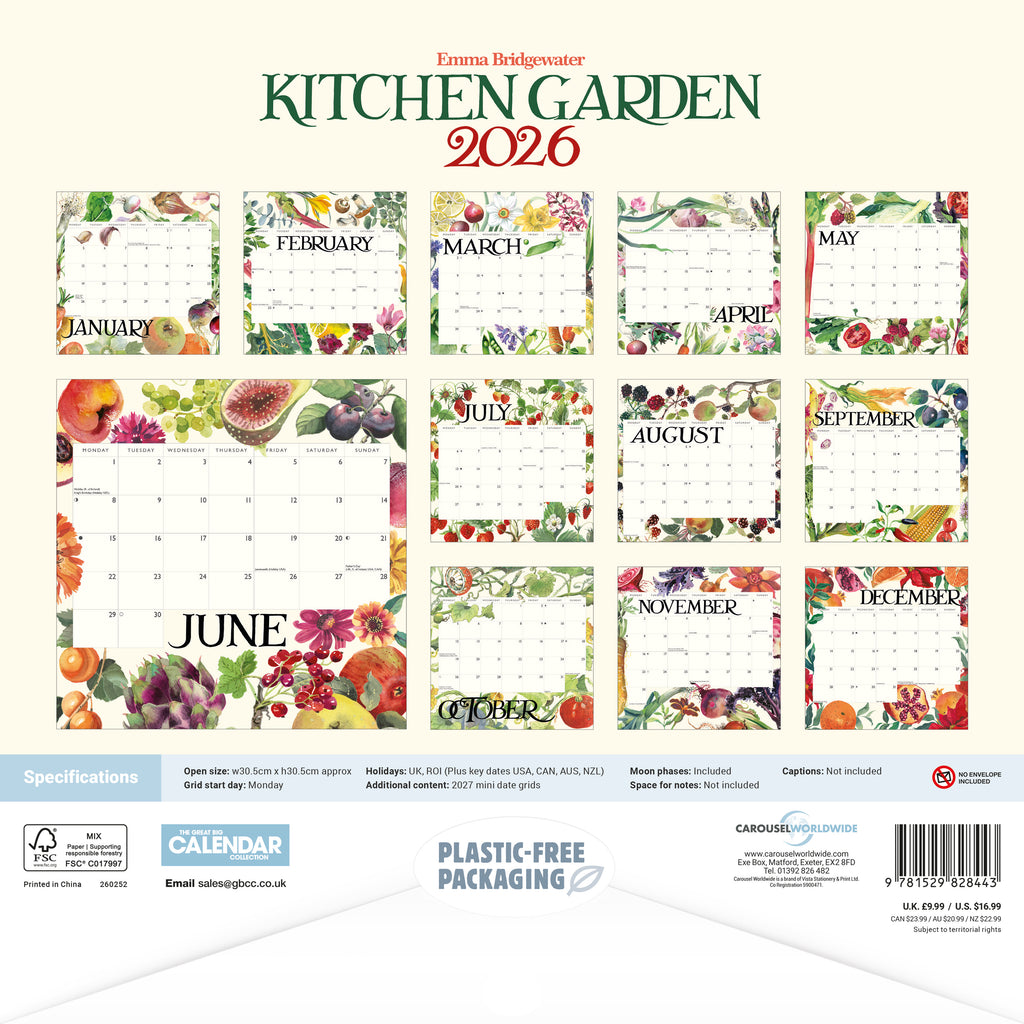 Emma Bridgewater Vegetable Garden Wall calendar 2026 - Daisy Park