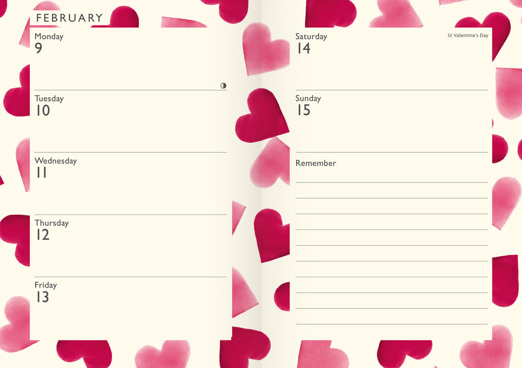 Emma Bridgewater Pink Hearts A6 diary 2026 - Daisy Park