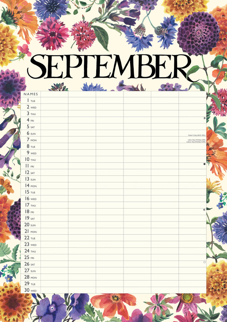 Emma Bridgewater Garden Flowers Planner A3 2026 - Daisy Park
