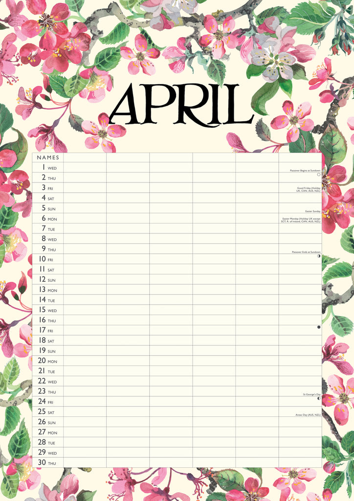 Emma Bridgewater Garden Flowers Planner A3 2026 - Daisy Park