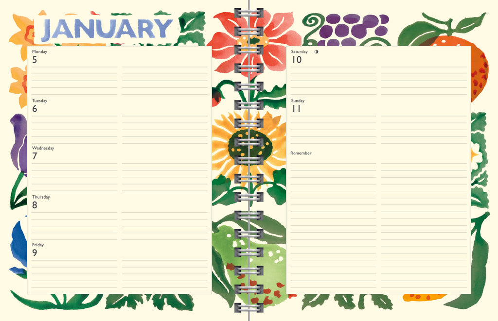 Emma Bridgewater Fruits and Flowers tiles deluxe A5 diary 2026 - Daisy Park