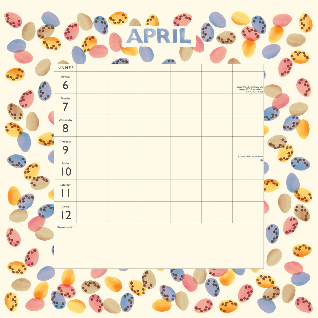 Emma Bridgewater Fruit & flowers tiles family organiser 2026 - Daisy Park