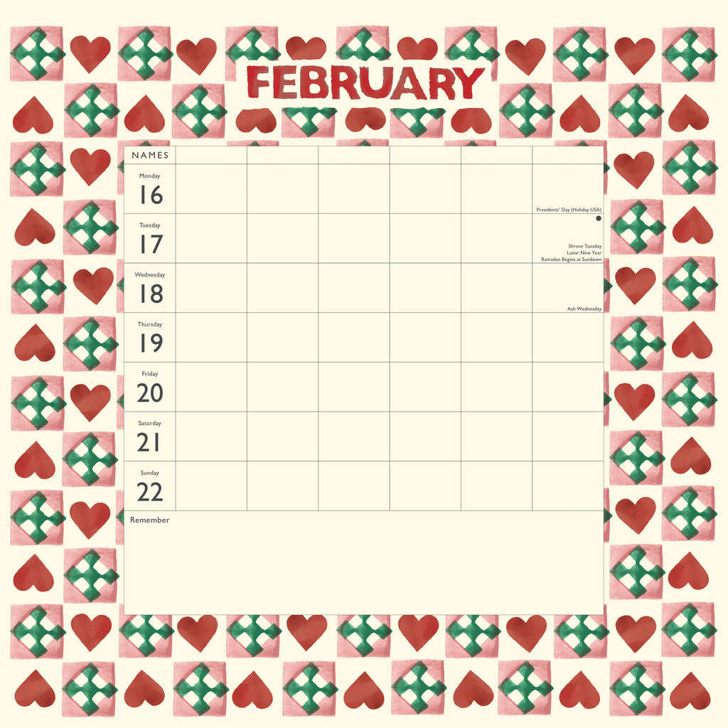 Emma Bridgewater Fruit & flowers tiles family organiser 2026 - Daisy Park