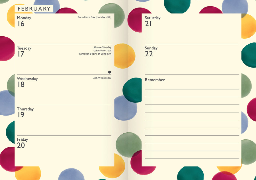 Emma Bridgewater Polka Dot A6 diary 2026 - Daisy Park